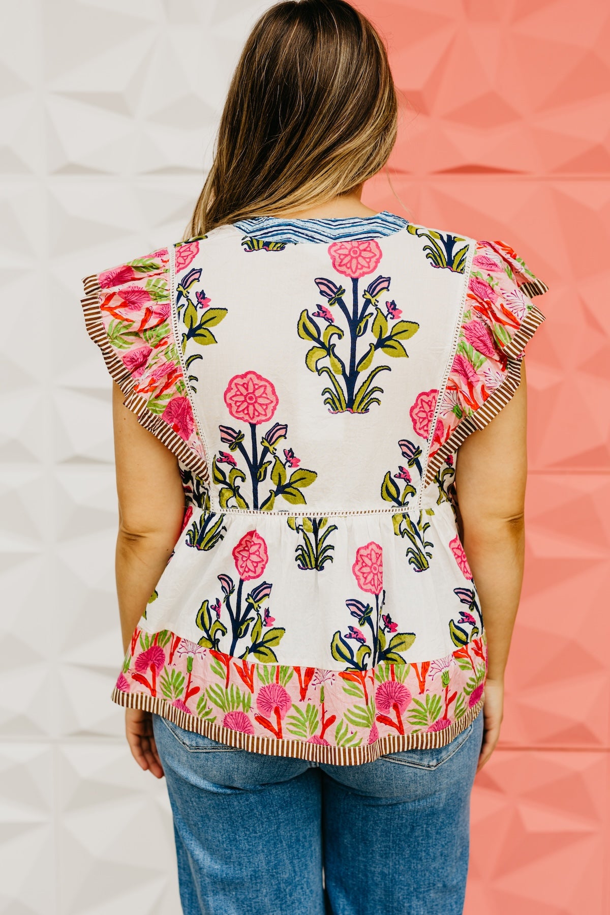 The Uriel Flutter Sleeve Tassel Tie Top
