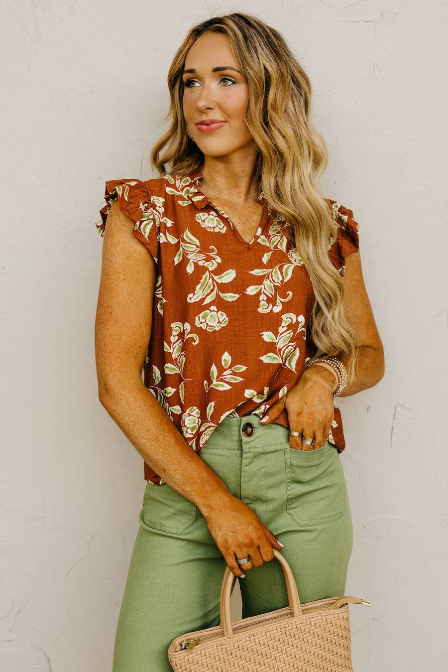 The Trinity Floral Ruffle Sleeve Top