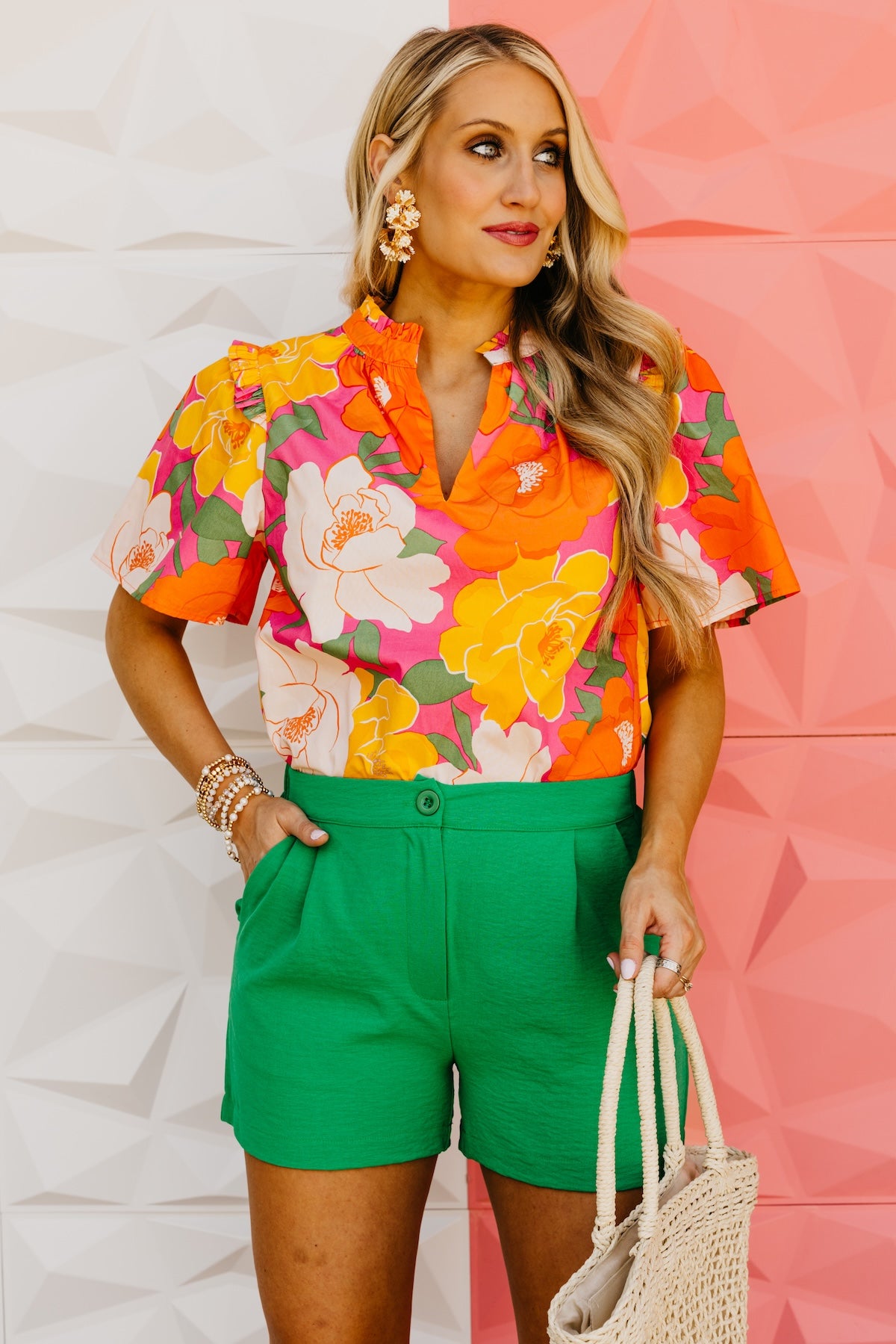 The Maxton Floral Ruffle Trim Woven Blouse
