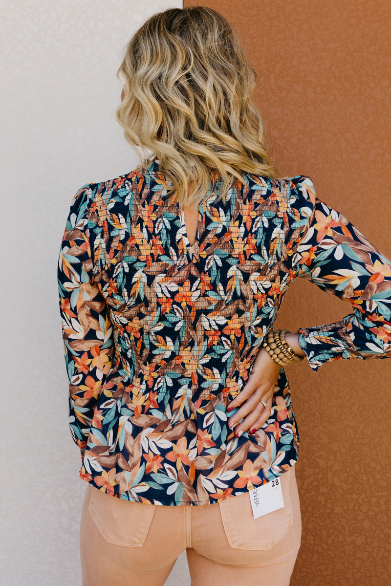 The Darren Floral Smocked Sheer Top