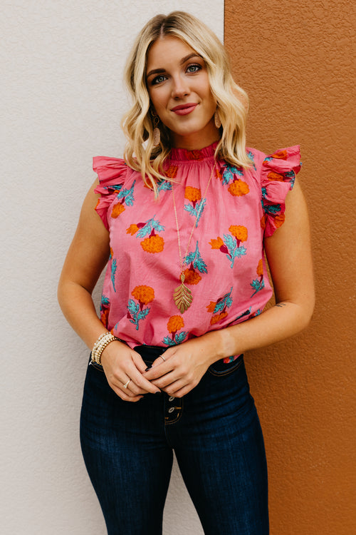 The Terrence Ruffle Sleeve Floral Top