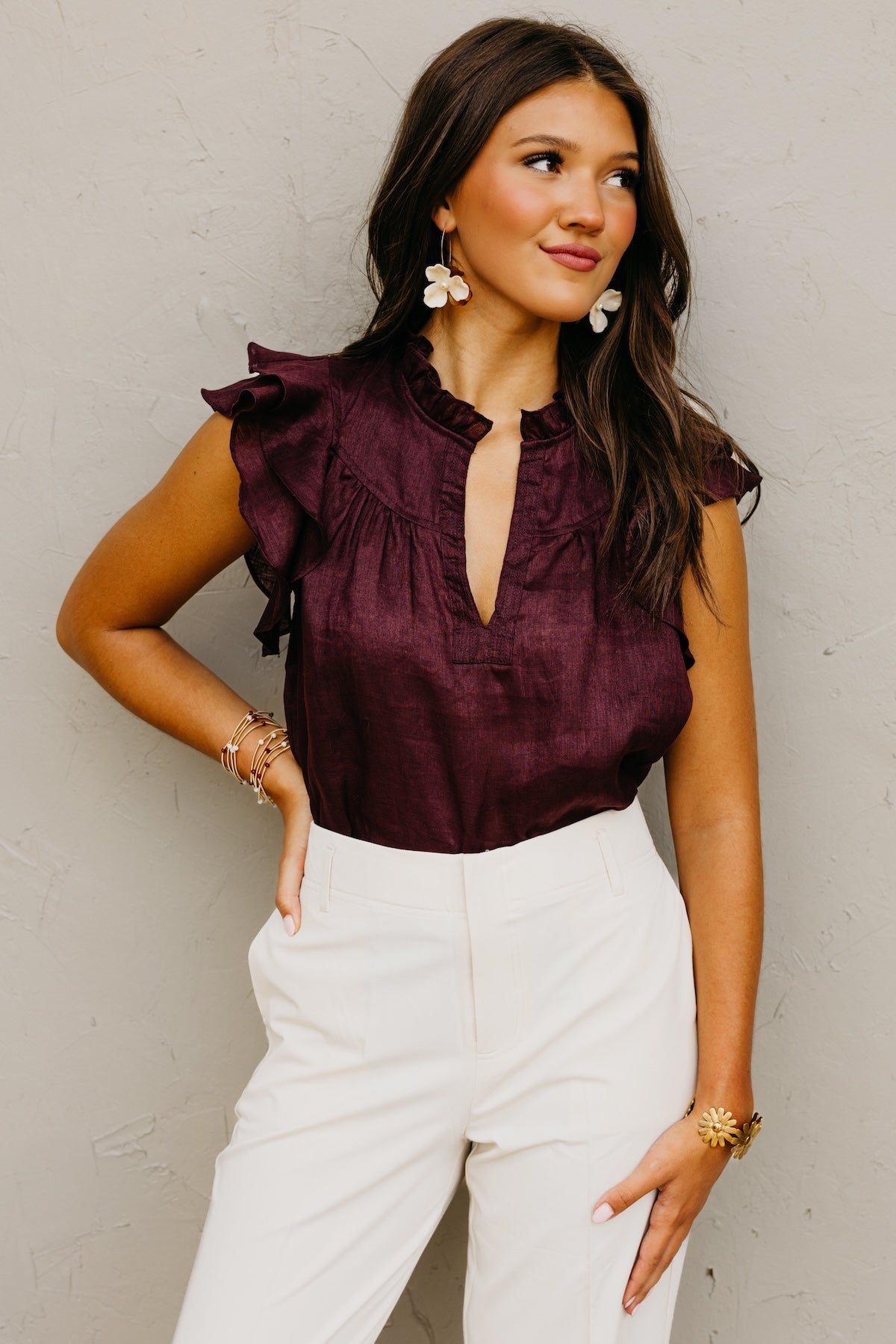 The Averie Flutter Sleeve Top