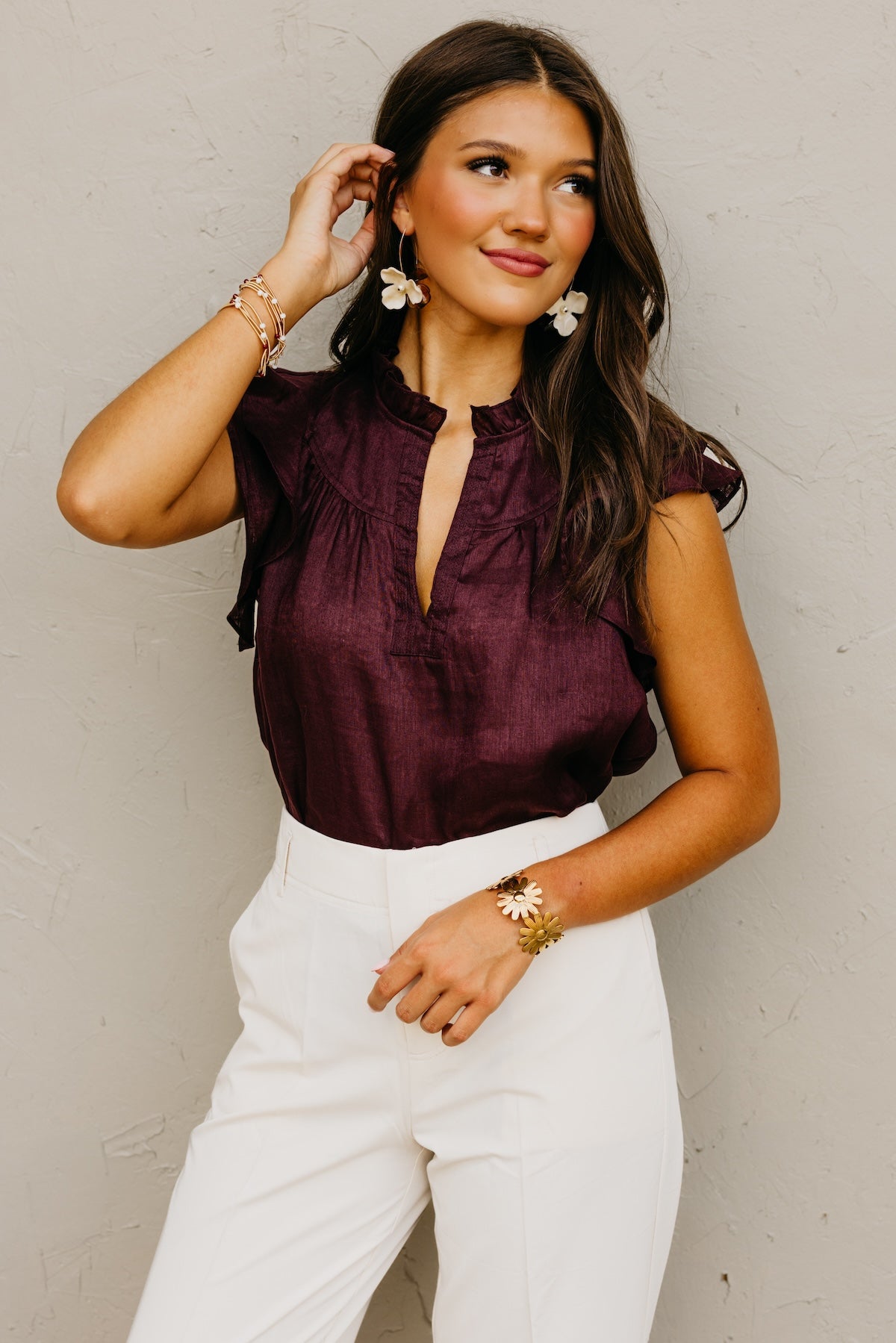 The Averie Flutter Sleeve Top
