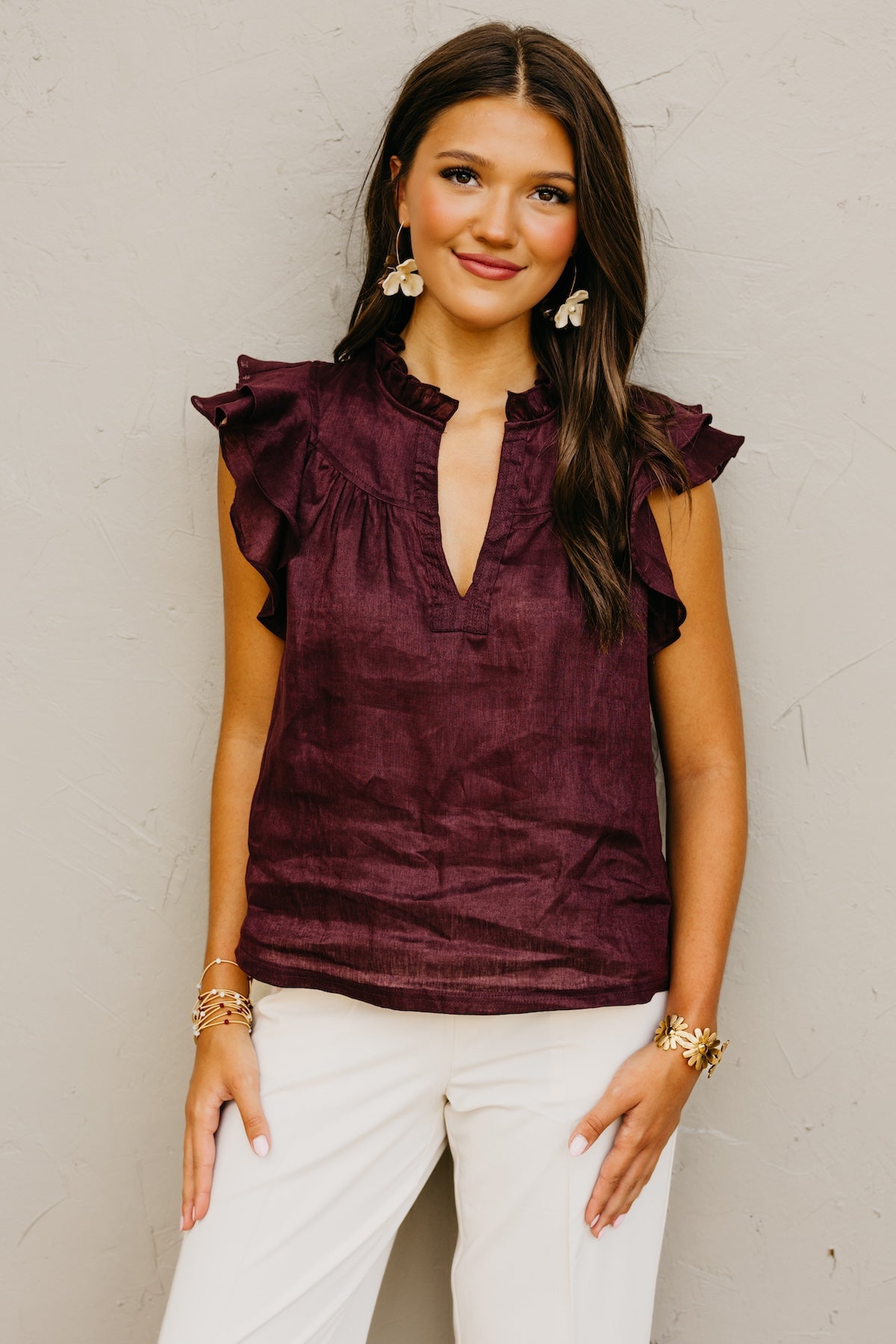 The Averie Flutter Sleeve Top