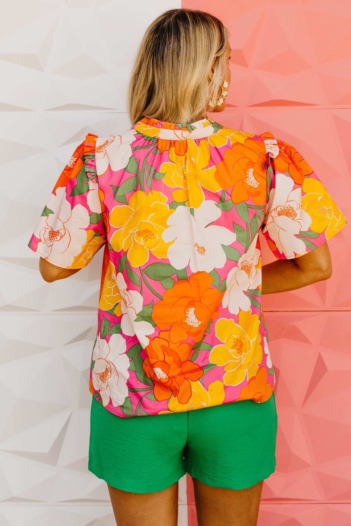 The Maxton Floral Ruffle Trim Woven Blouse