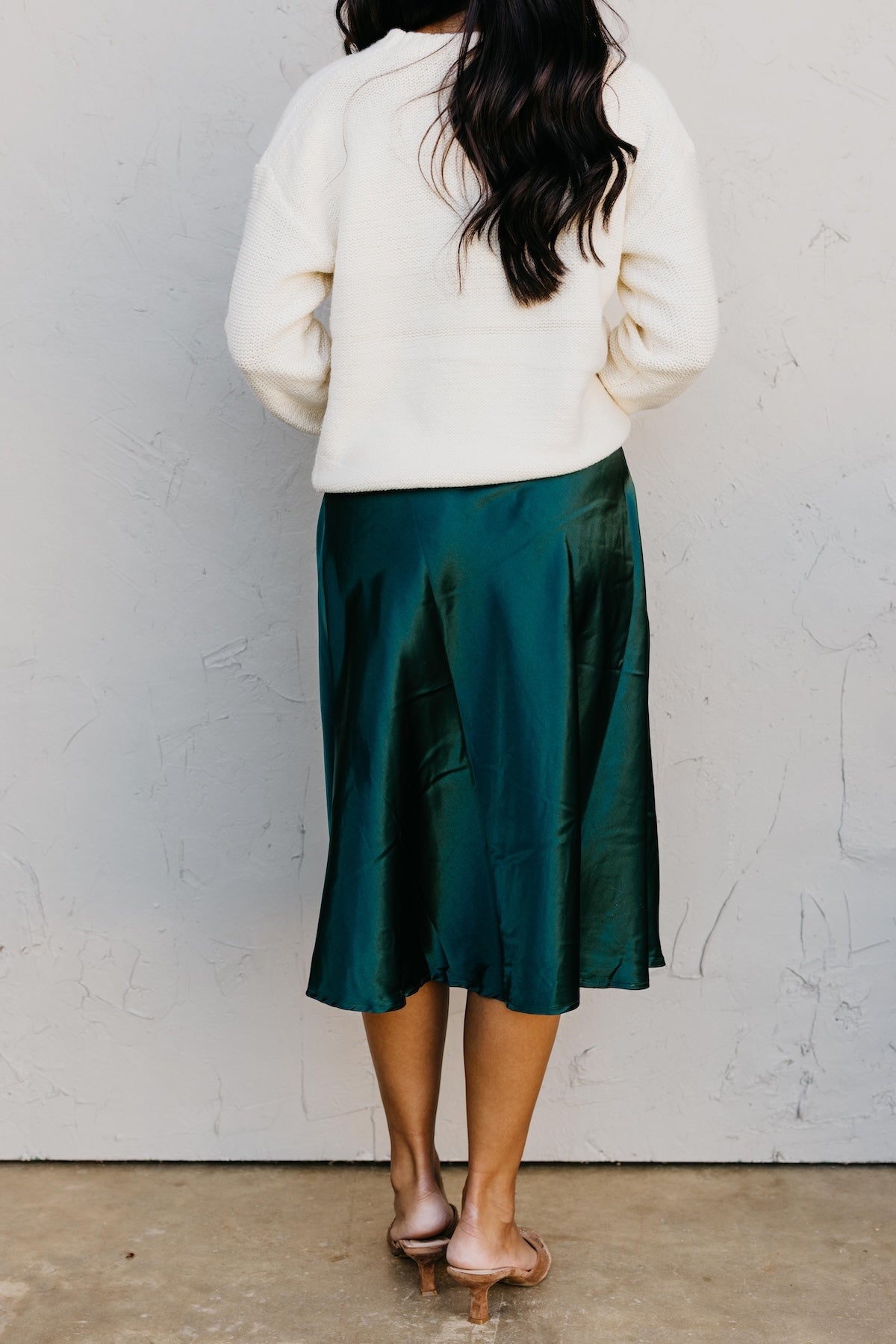 The Amie Satin Midi Flare Skirt