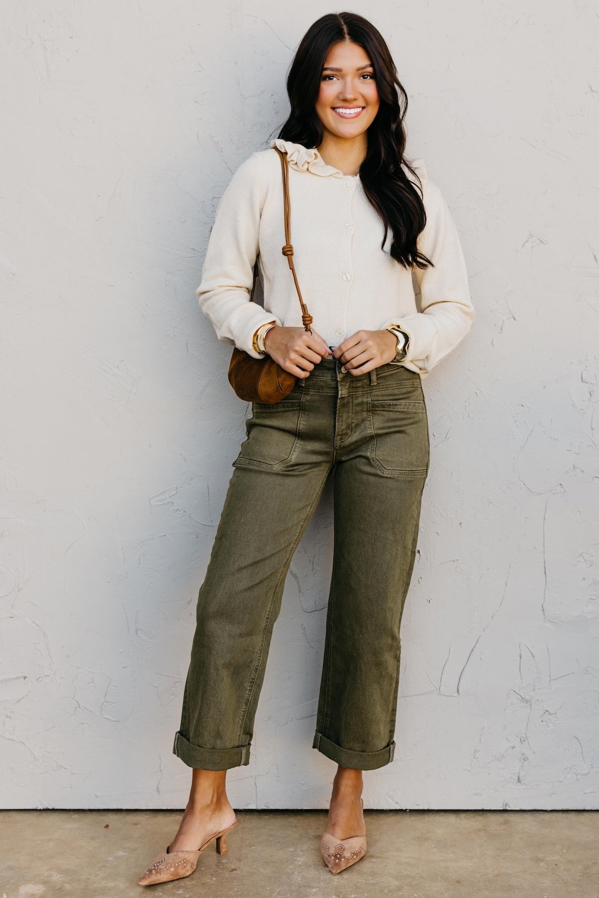 The Darla Ruffle Collar Sweater Cardigan