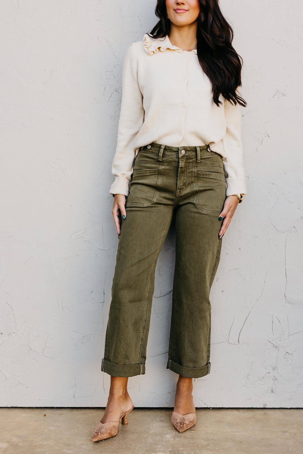 Flying Monkey | High Rise Slim Wide Leg Tab Denim