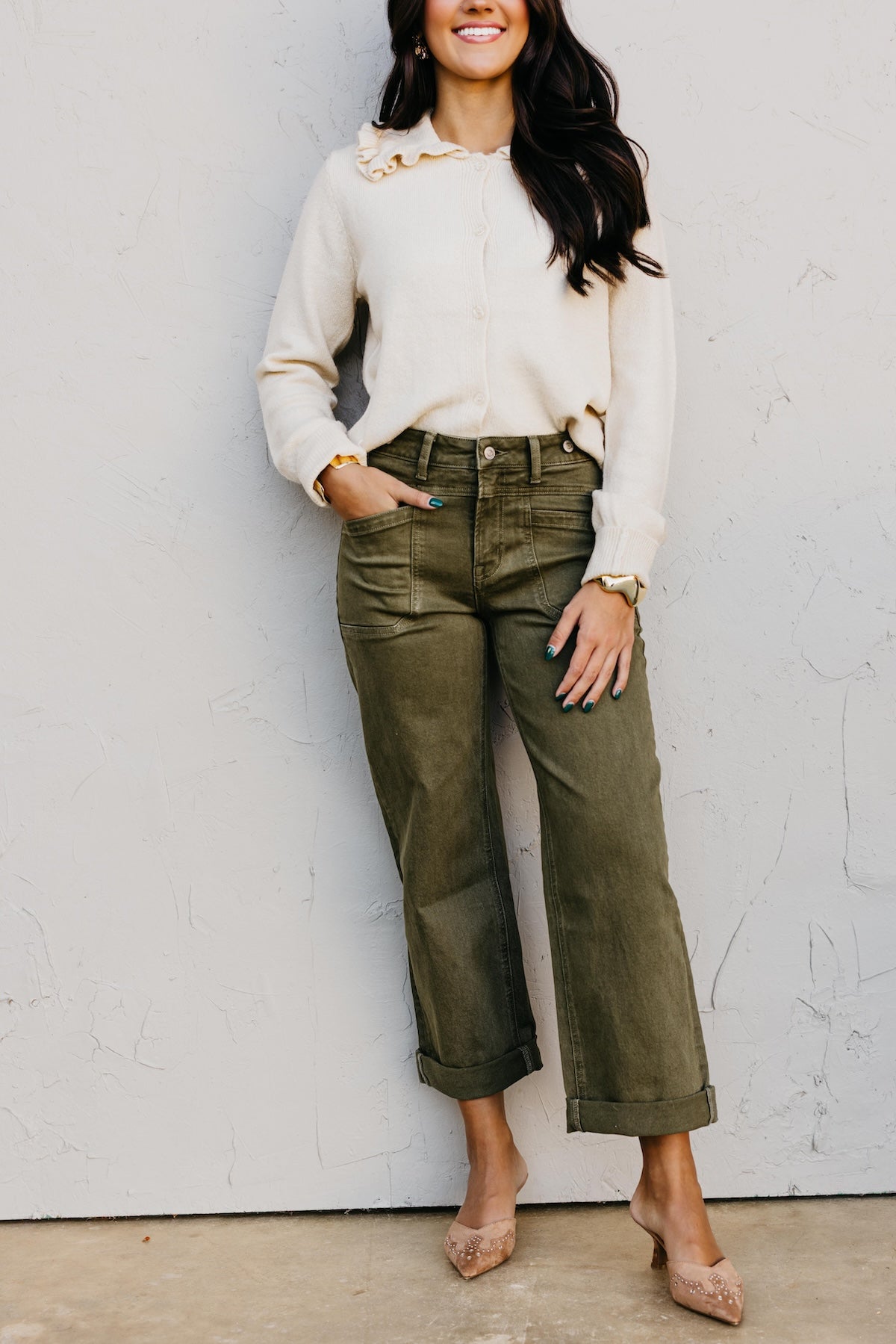 Flying Monkey | High Rise Slim Wide Leg Tab Denim