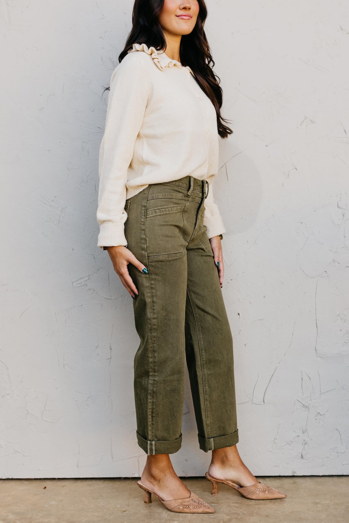 Flying Monkey | High Rise Slim Wide Leg Tab Denim