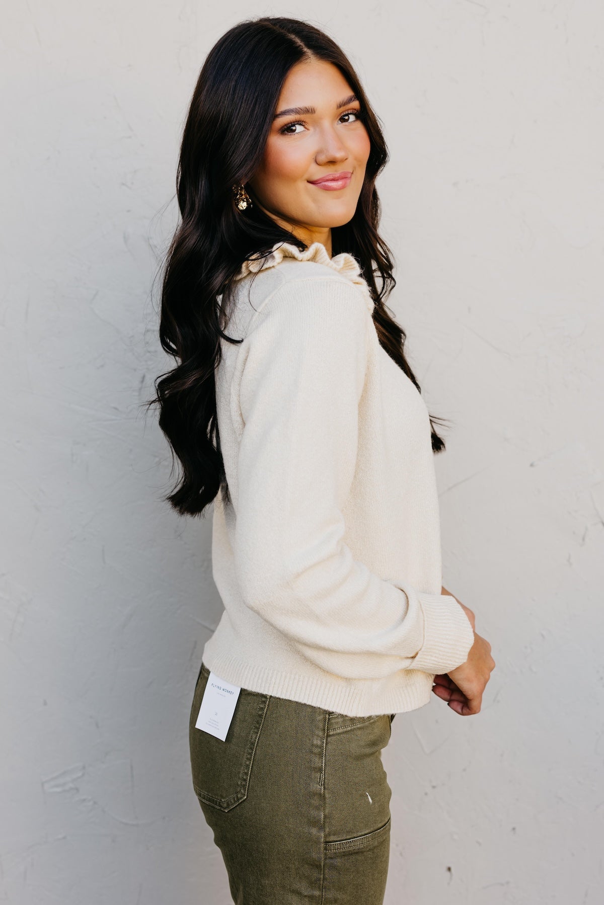 The Darla Ruffle Collar Sweater Cardigan