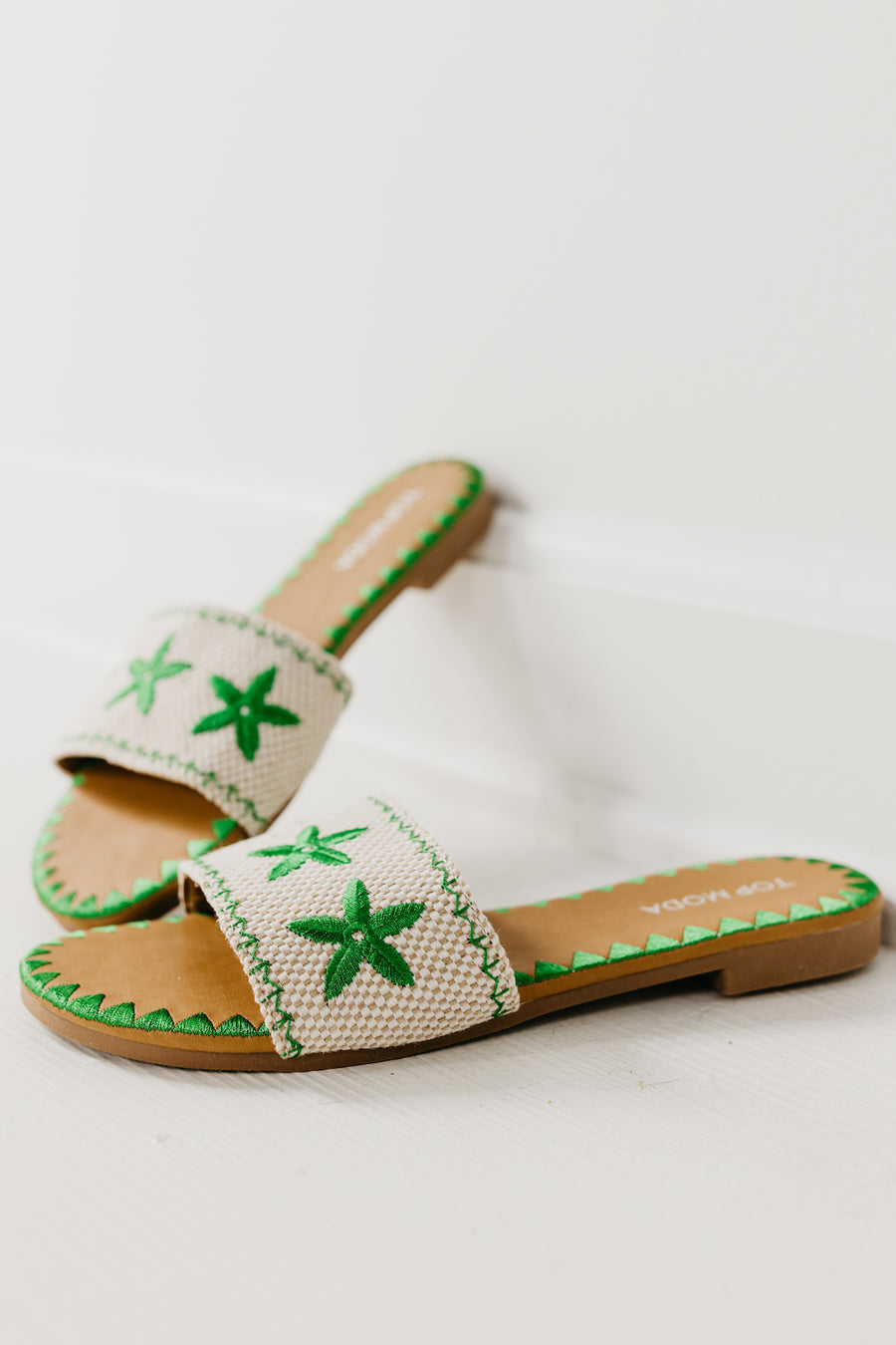 The Beach Embroidered Slide Sandal