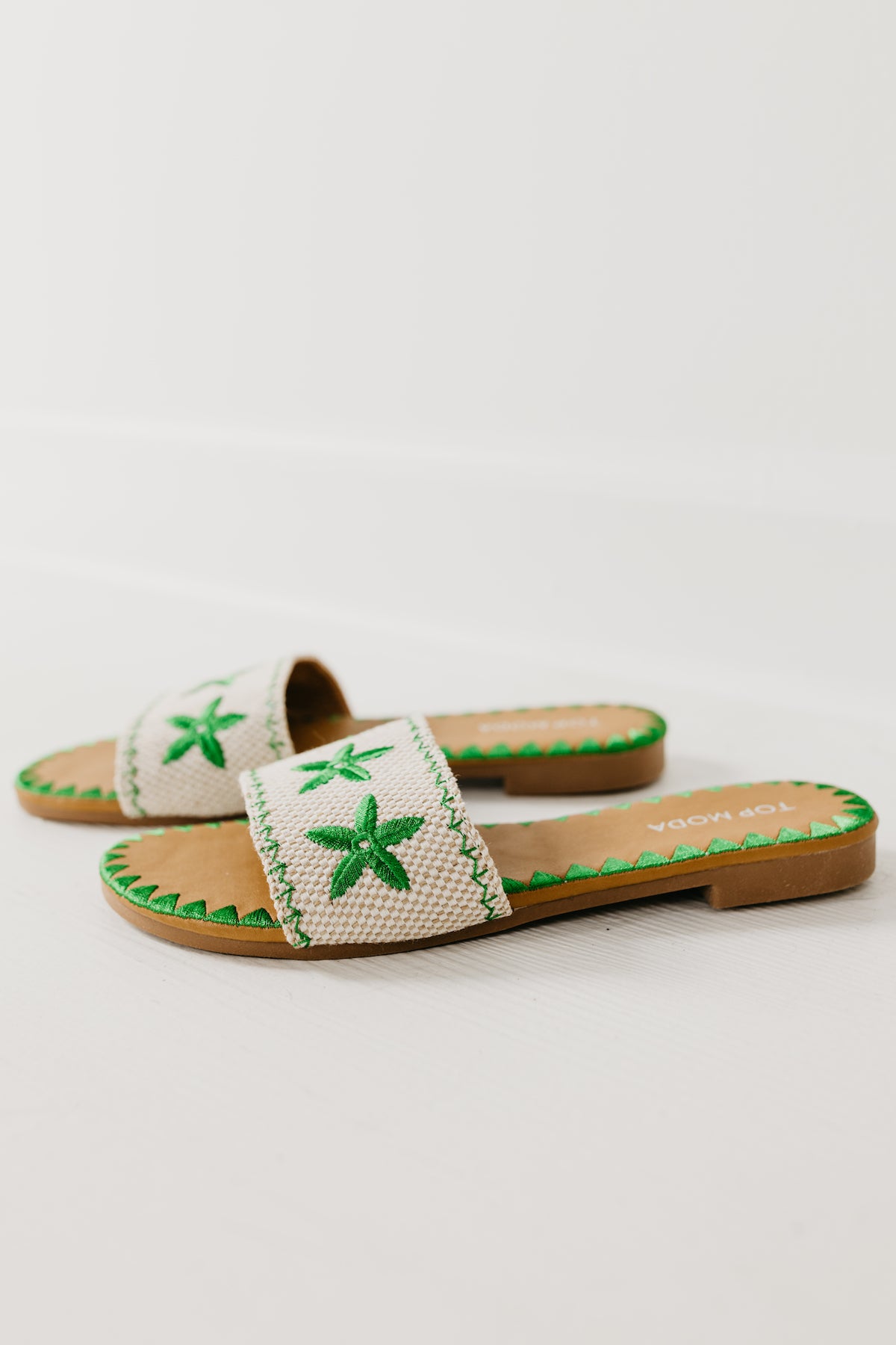 The Beach Embroidered Slide Sandal
