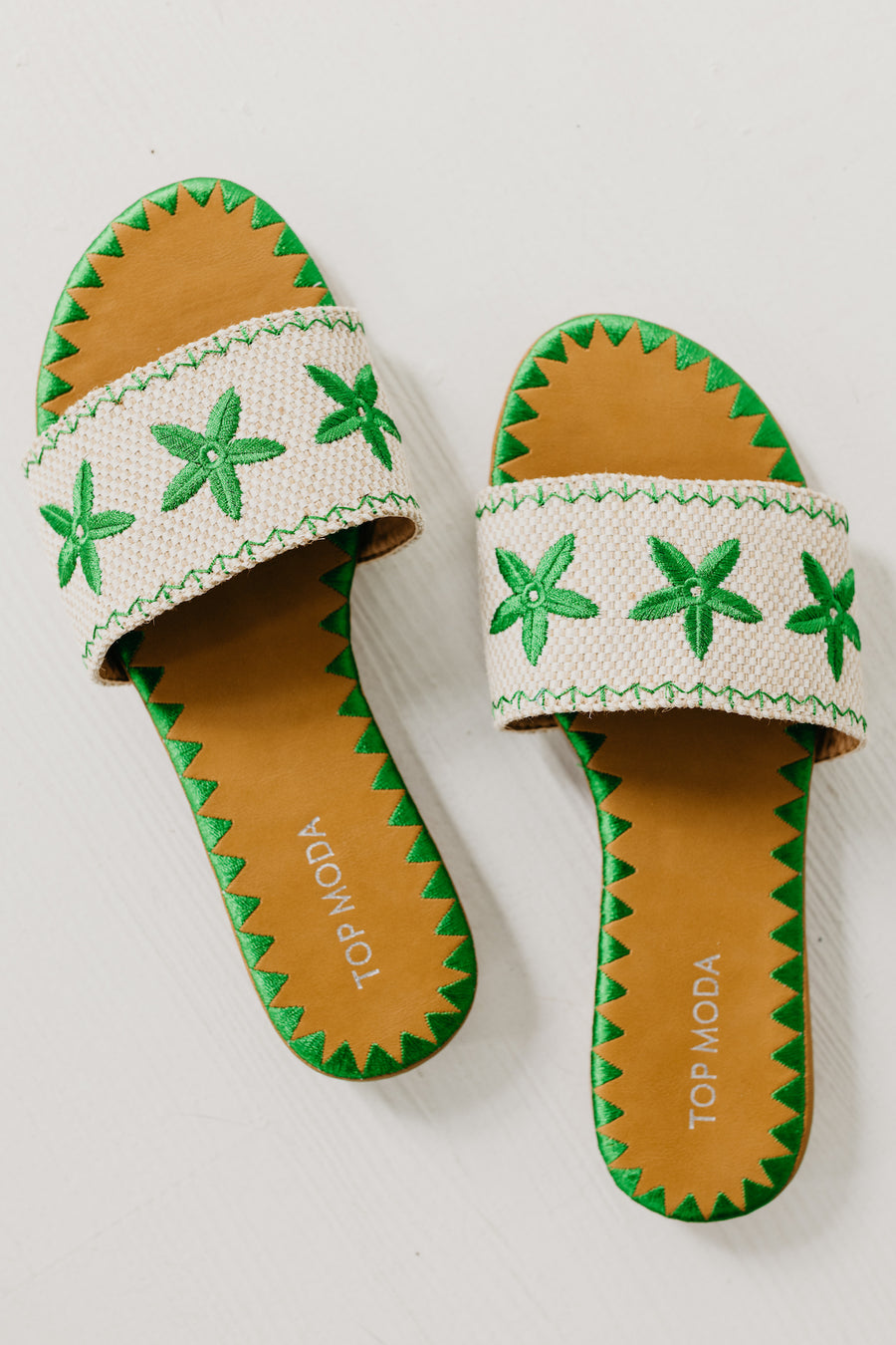 The Beach Embroidered Slide Sandal