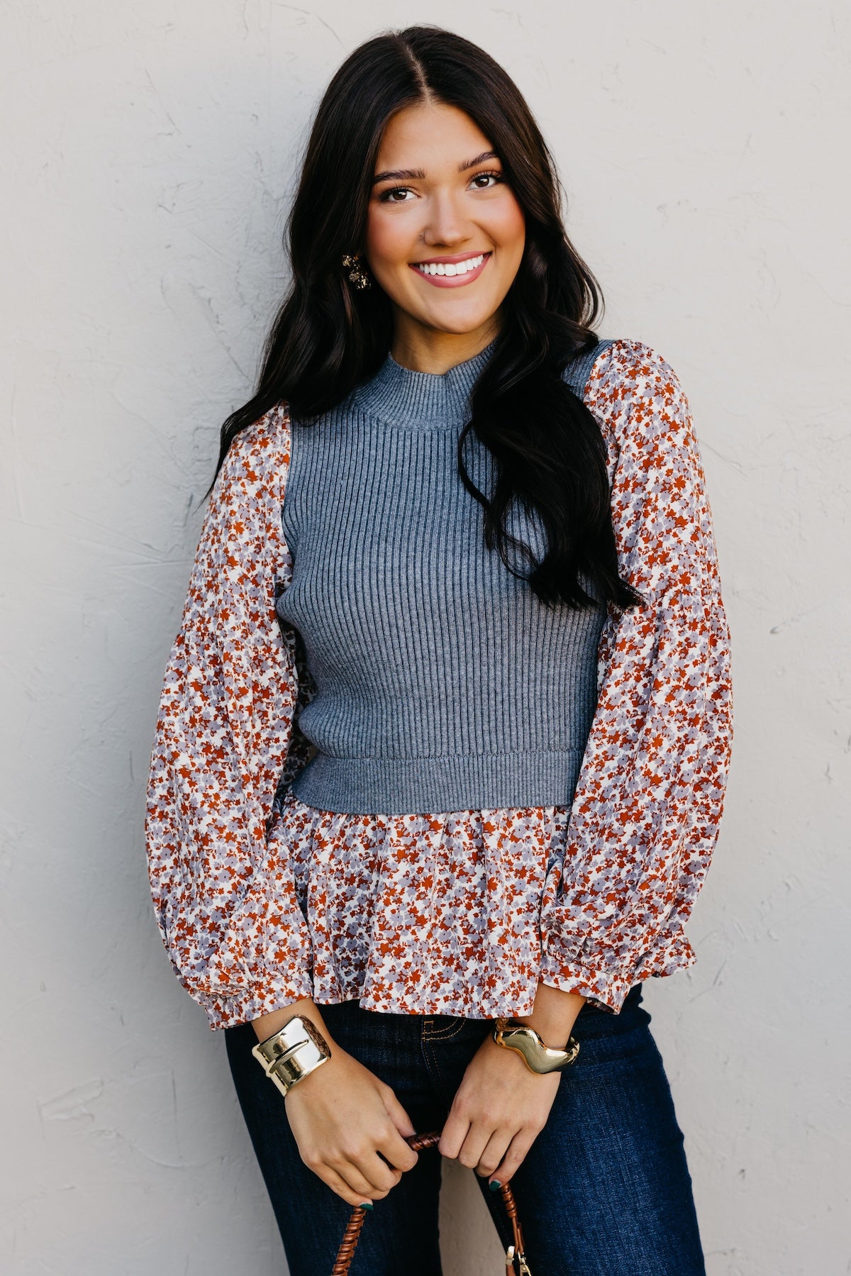 The Josie Mixed Media Peplum Sweater