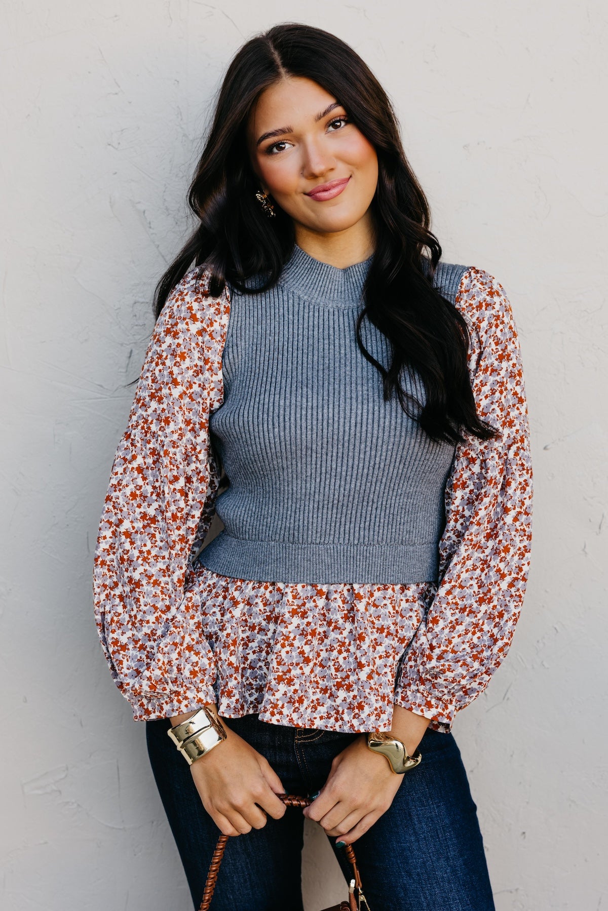 The Josie Mixed Media Peplum Sweater