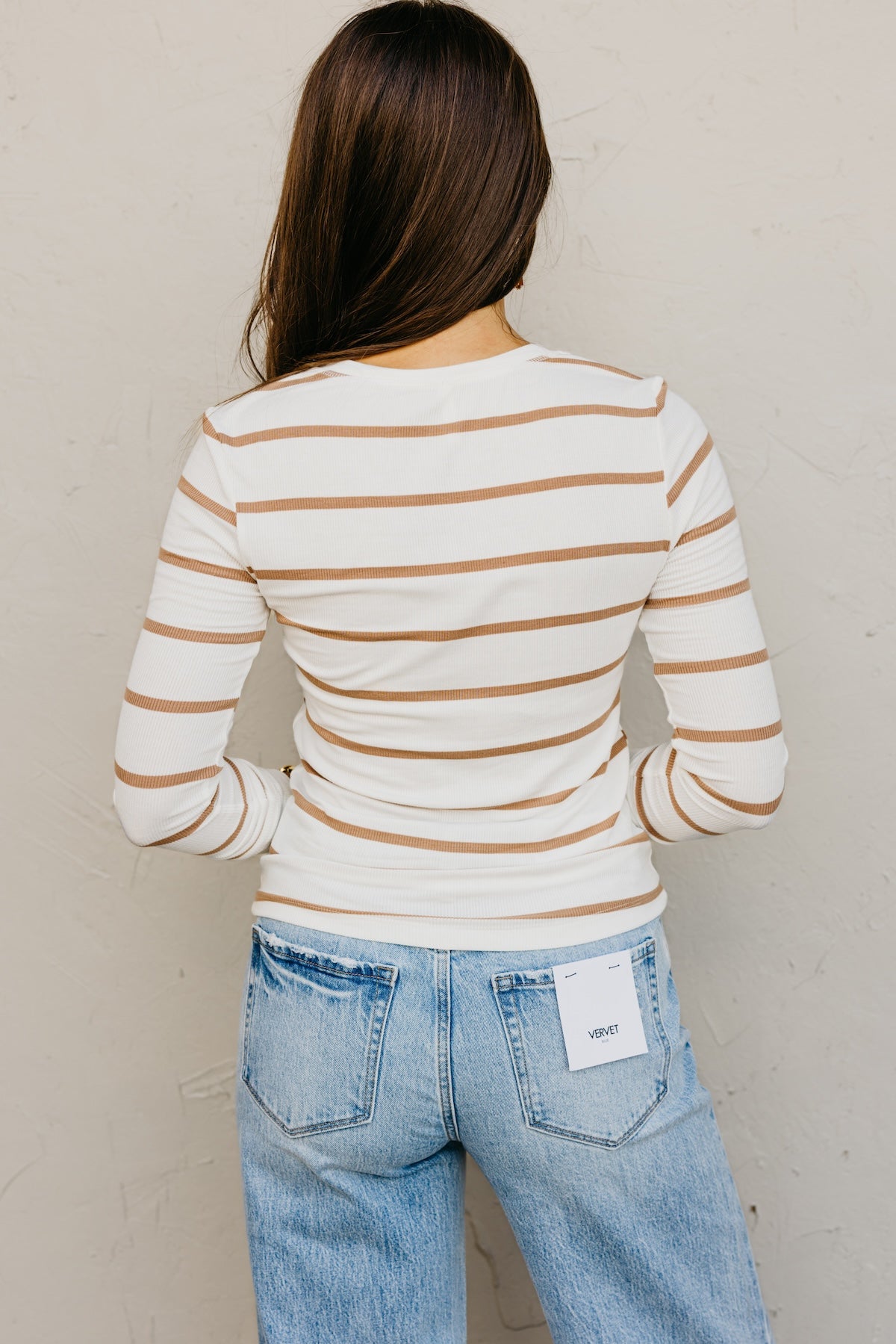 The Lacey Striped Rib Knit Henley Top
