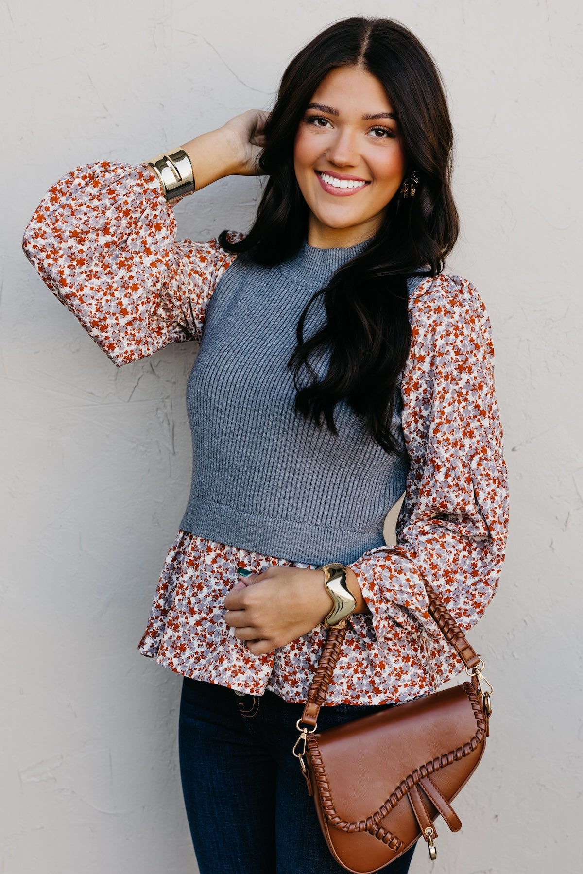 The Josie Mixed Media Peplum Sweater