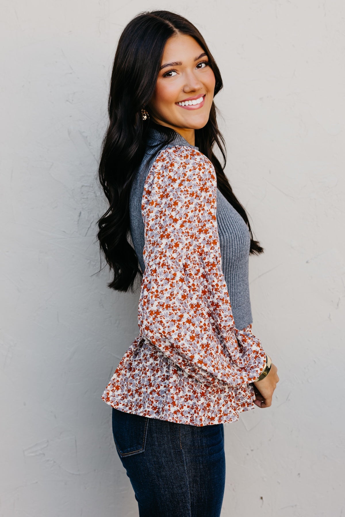 The Josie Mixed Media Peplum Sweater