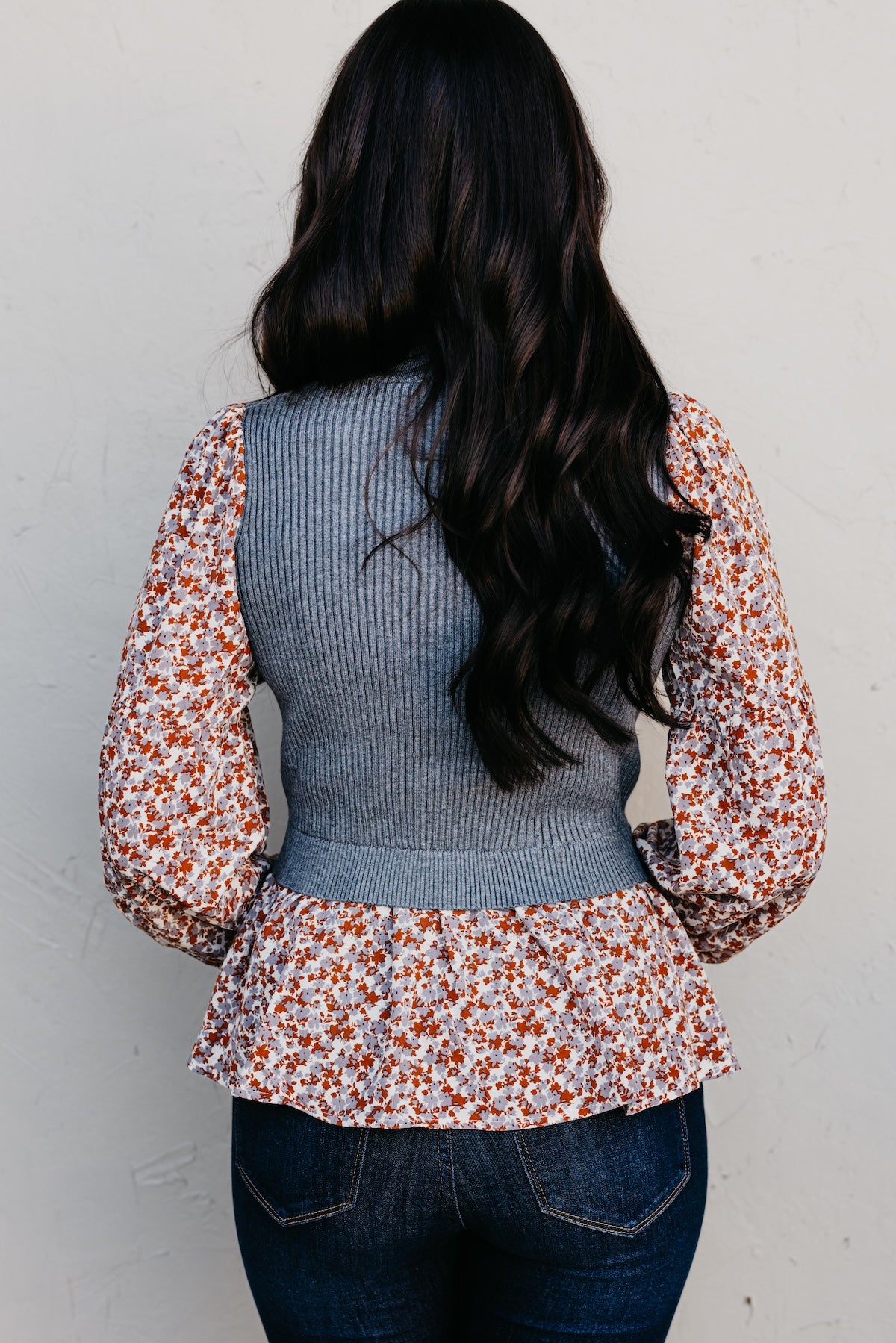 The Josie Mixed Media Peplum Sweater