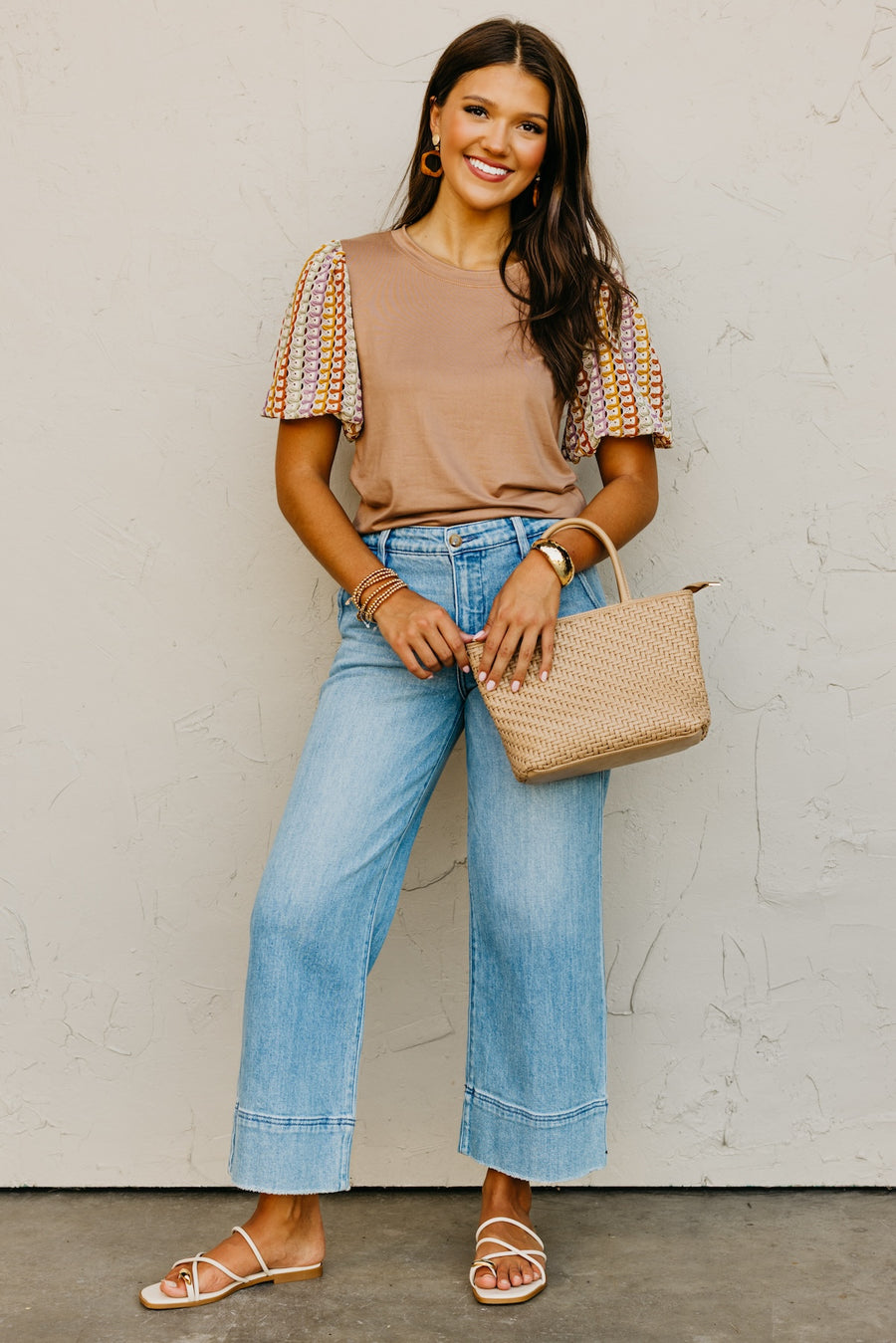 The Kyrie Open Knit Puff Sleeve Top