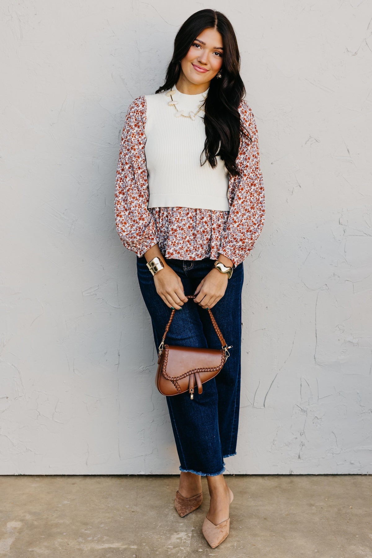 The Josie Mixed Media Peplum Sweater