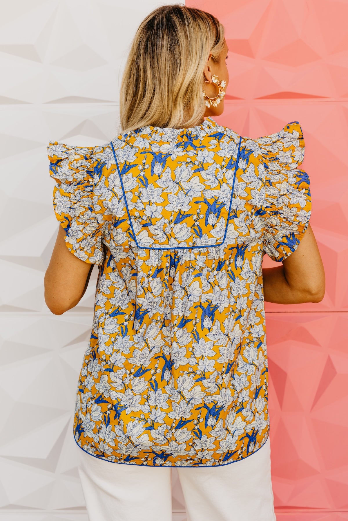 The Dominick Floral Piping Trim Blouse
