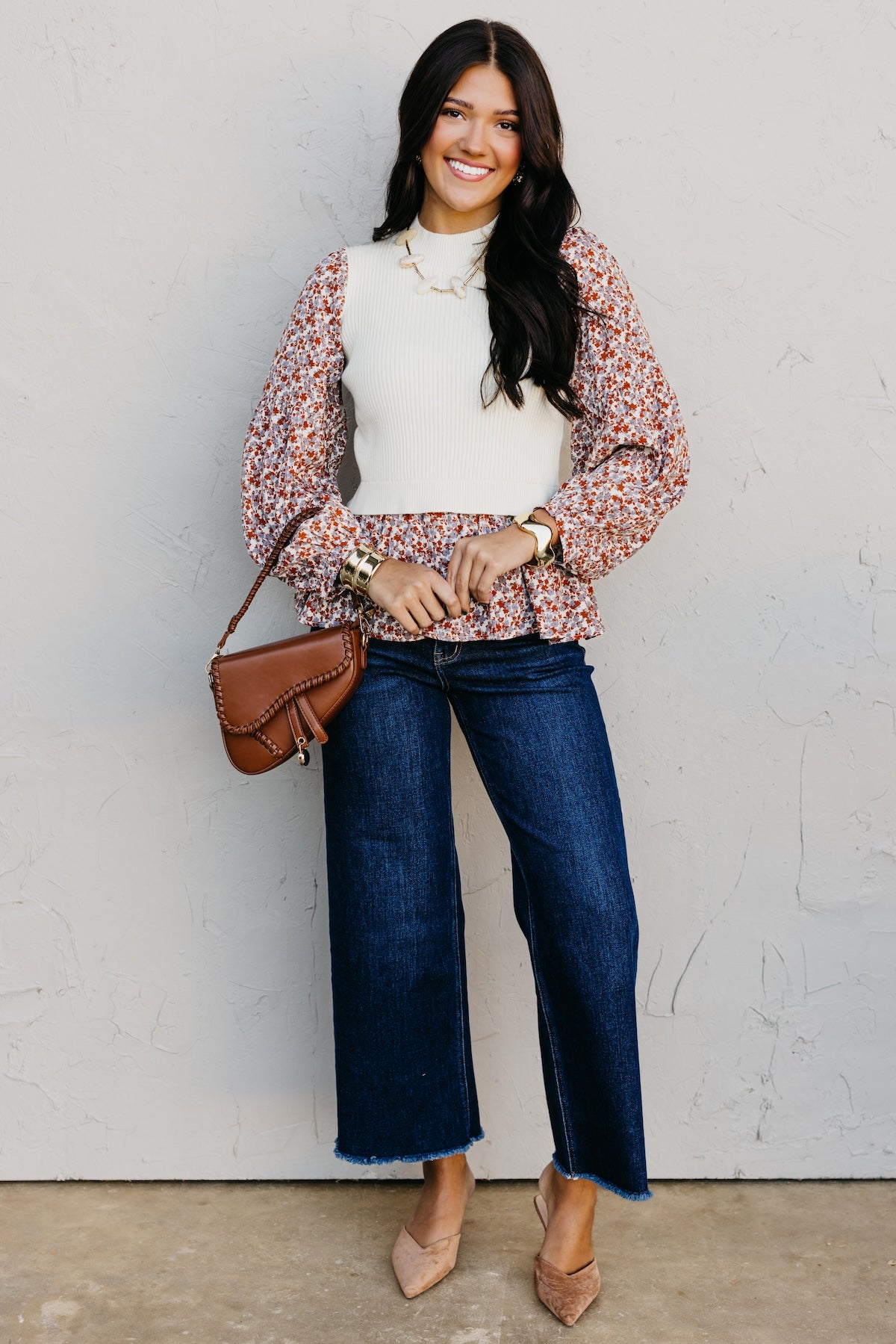 The Josie Mixed Media Peplum Sweater