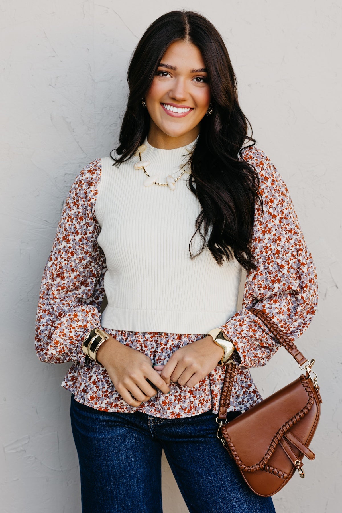 The Josie Mixed Media Peplum Sweater