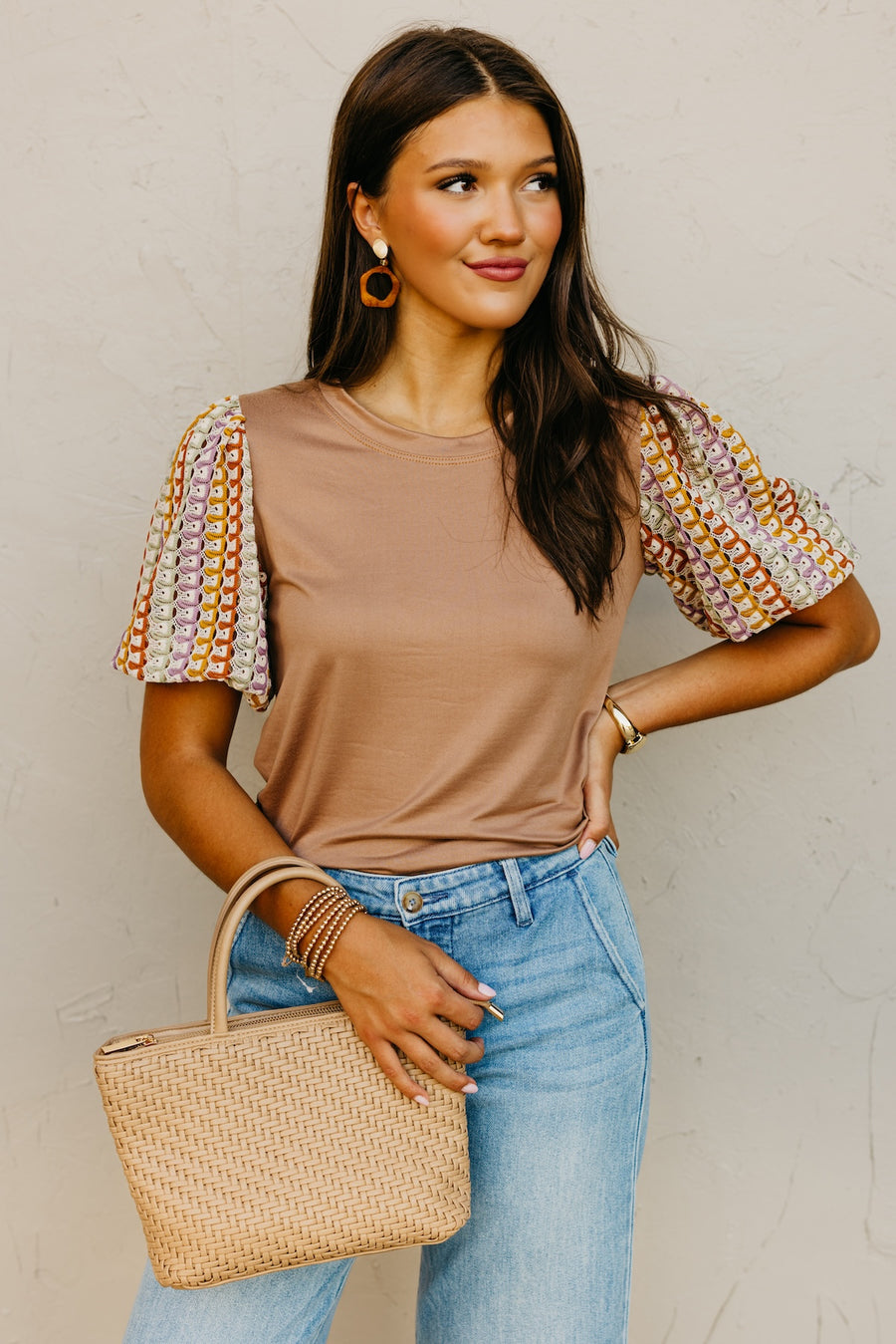 The Kyrie Open Knit Puff Sleeve Top