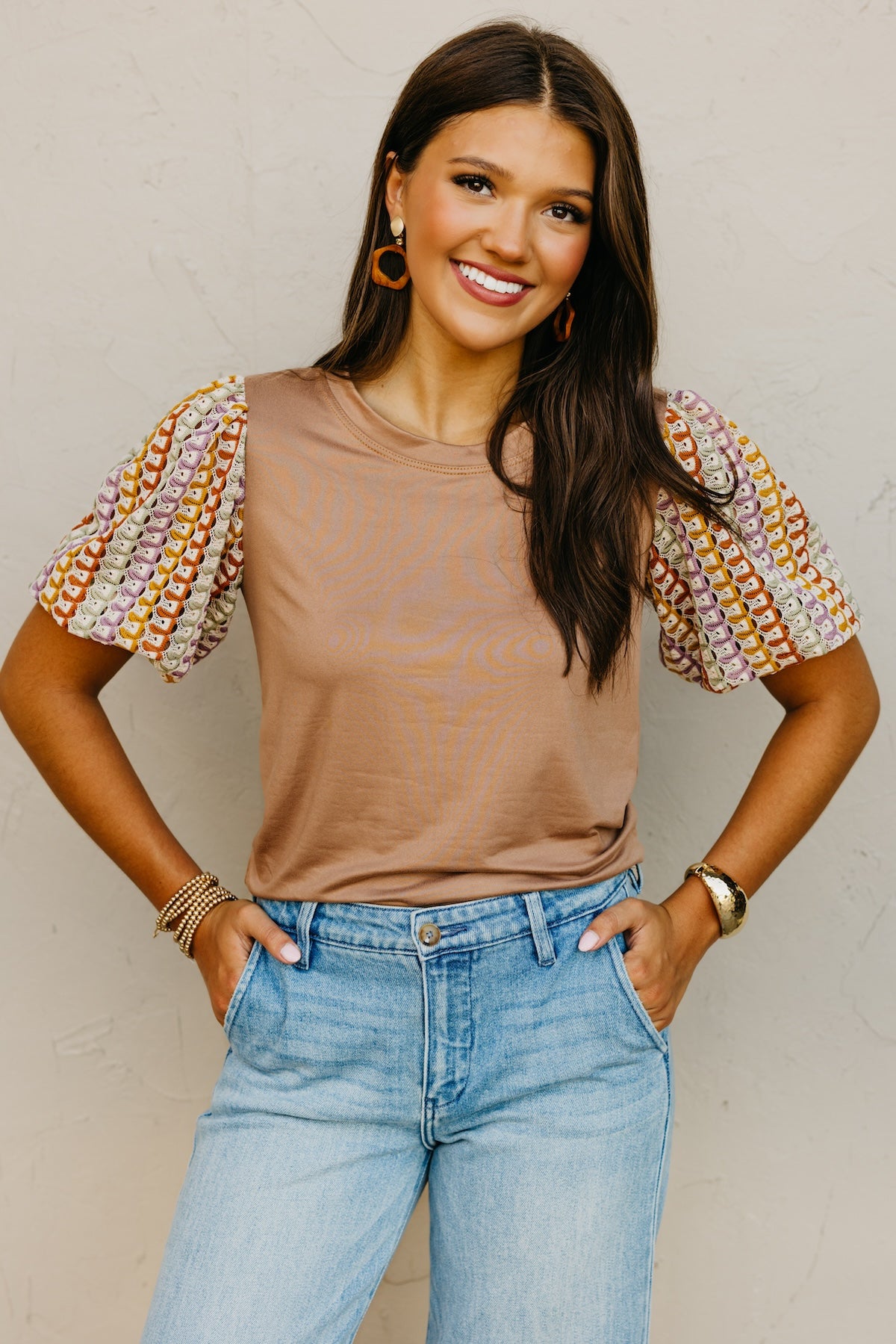 The Kyrie Open Knit Puff Sleeve Top