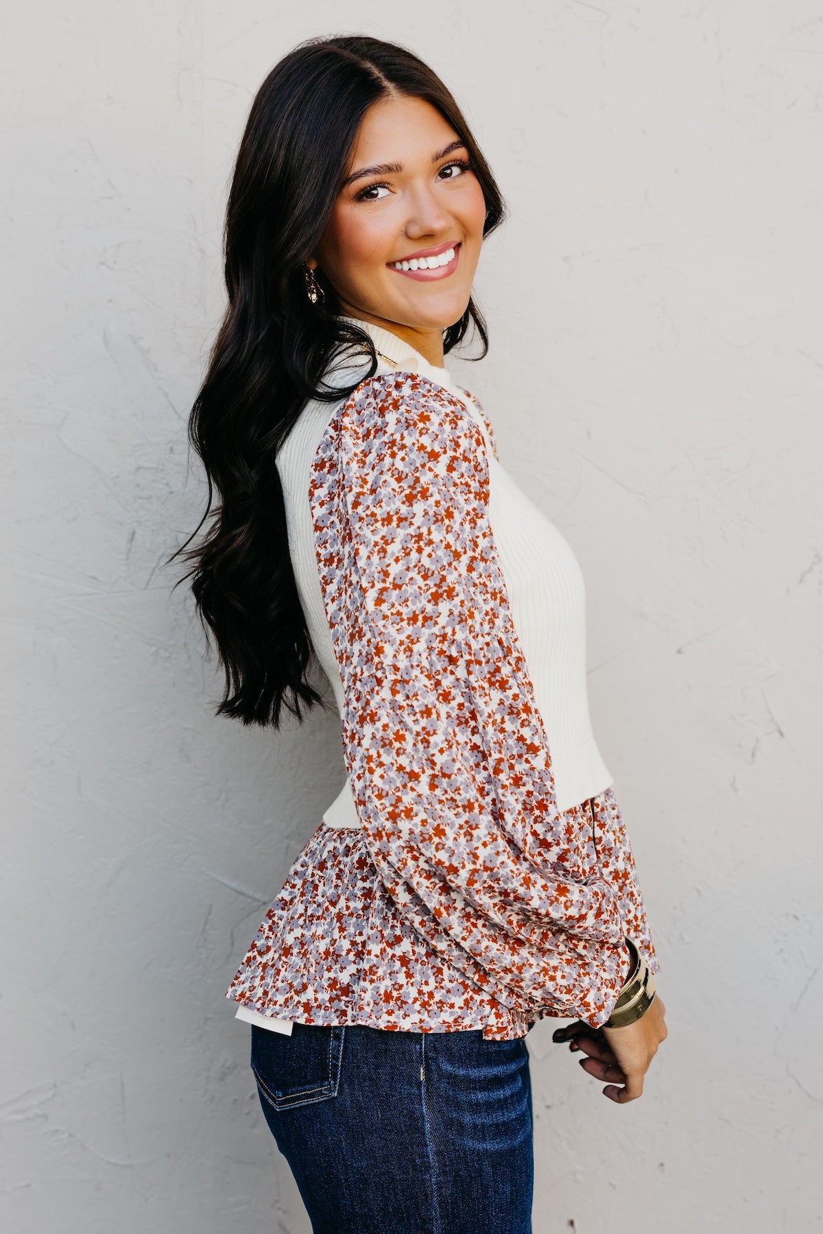 The Josie Mixed Media Peplum Sweater