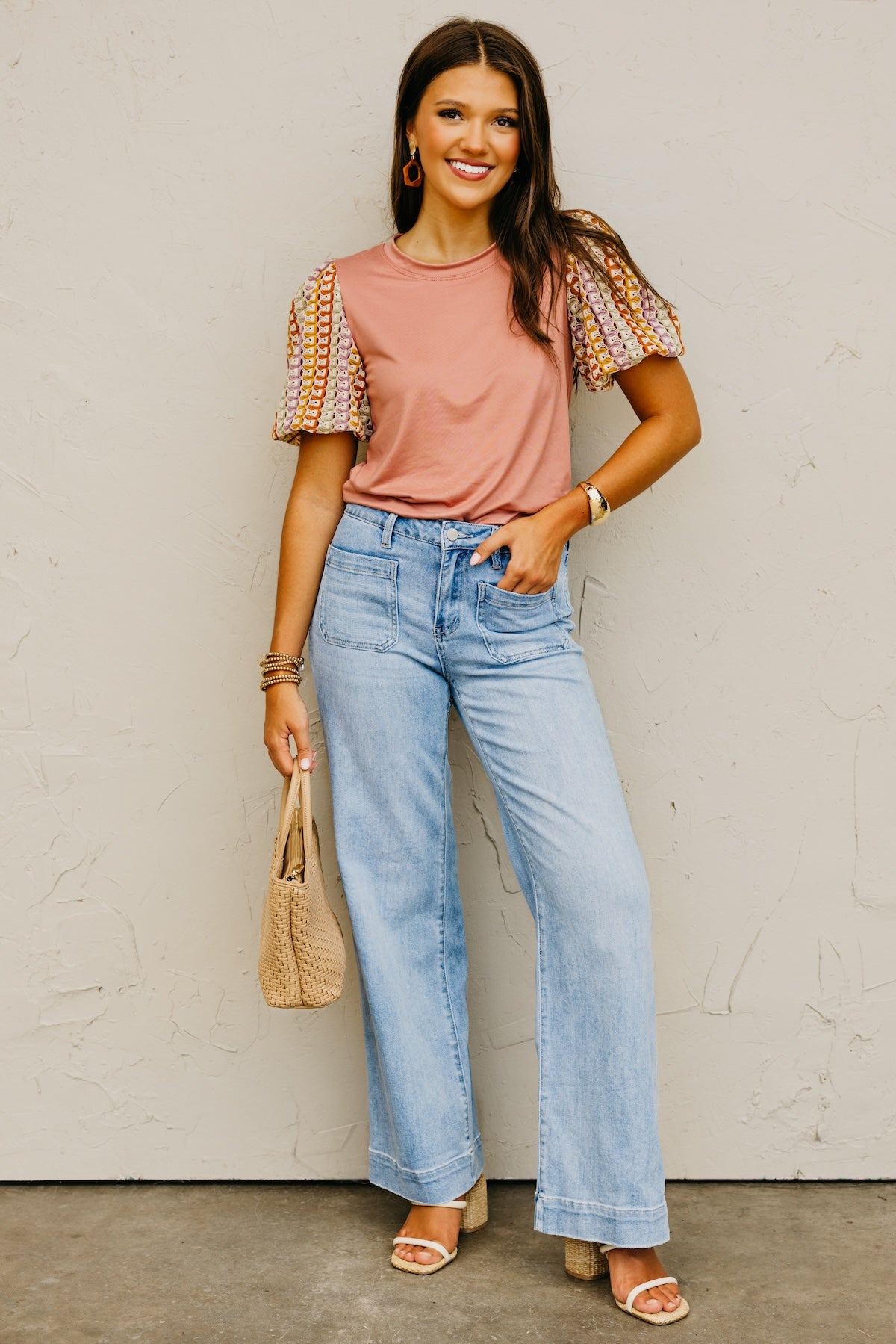 The Kyrie Open Knit Puff Sleeve Top