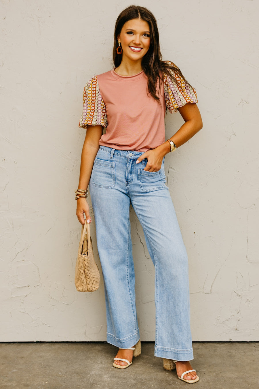 The Kyrie Open Knit Puff Sleeve Top