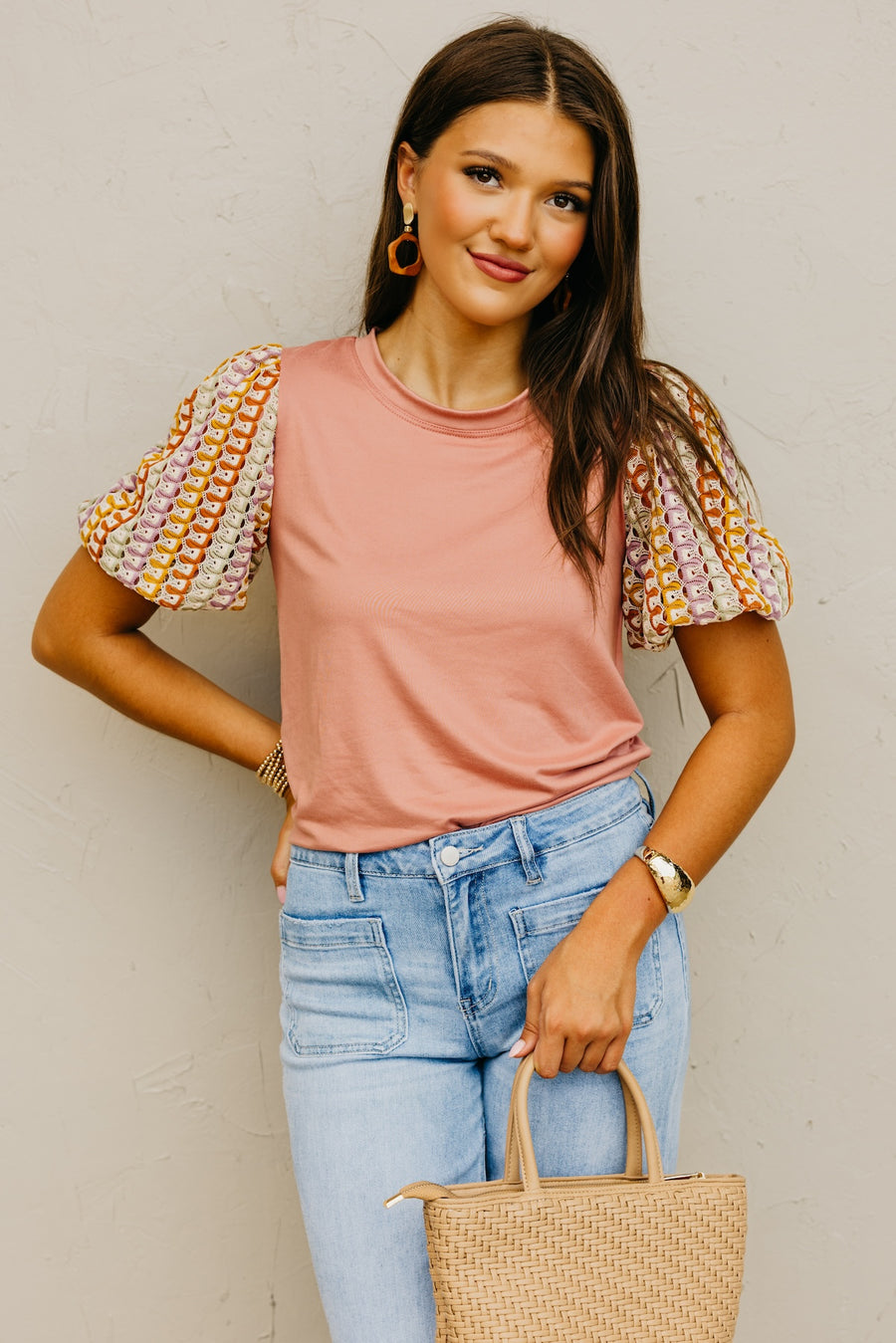 The Kyrie Open Knit Puff Sleeve Top