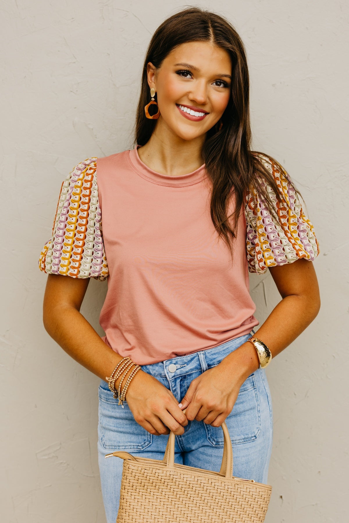 The Kyrie Open Knit Puff Sleeve Top