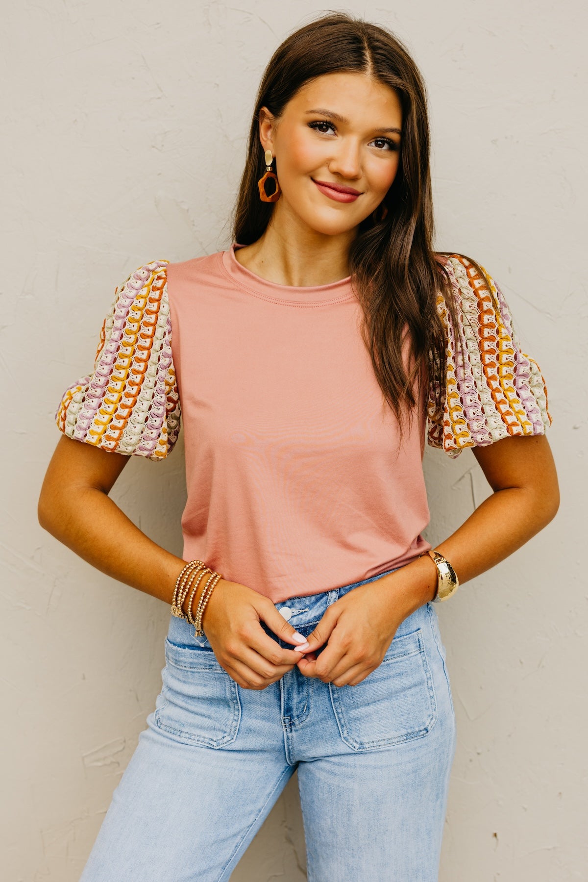 The Kyrie Open Knit Puff Sleeve Top