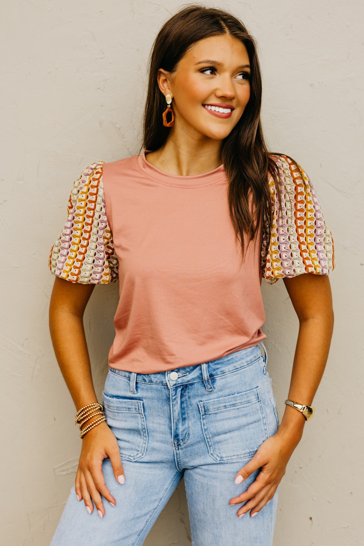 The Kyrie Open Knit Puff Sleeve Top