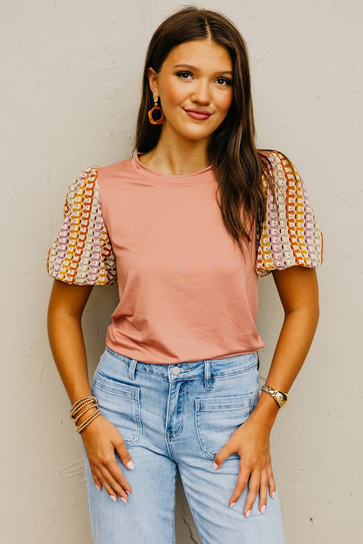 The Kyrie Open Knit Puff Sleeve Top