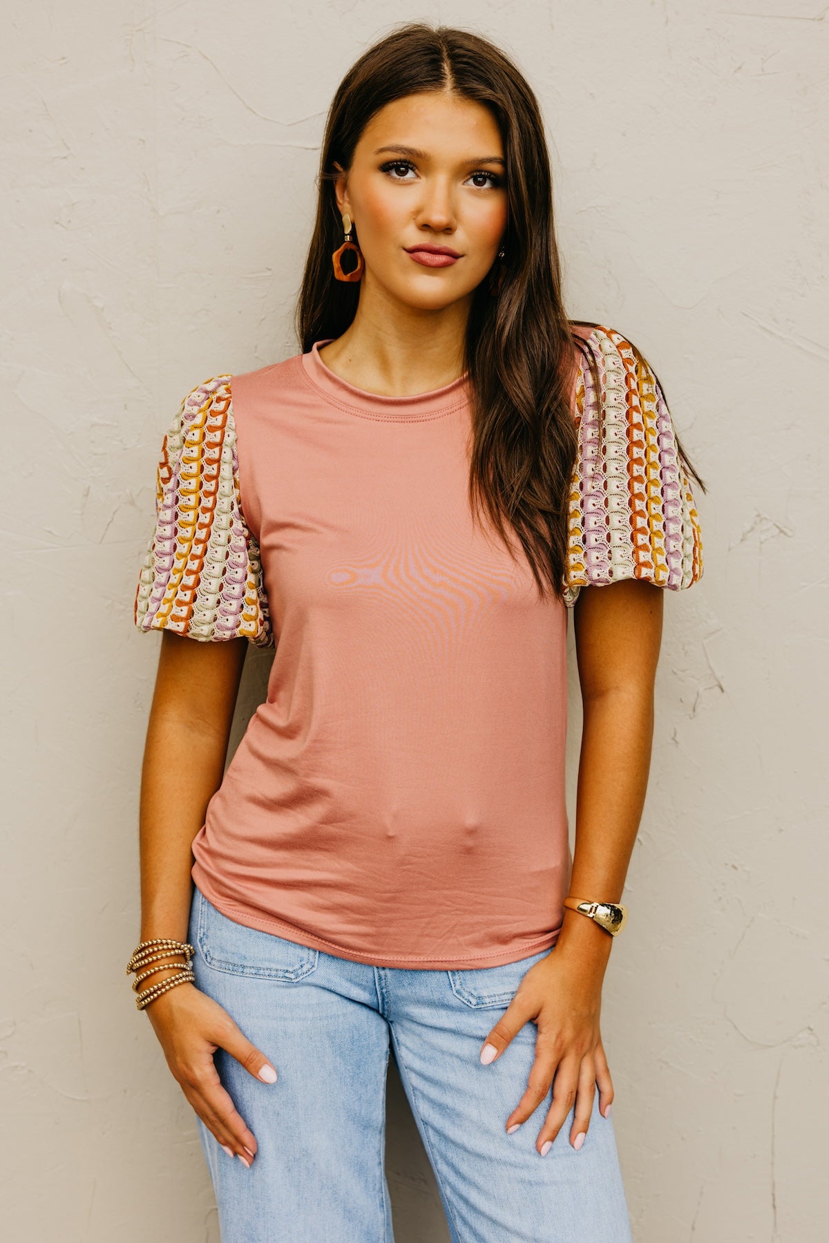 The Kyrie Open Knit Puff Sleeve Top