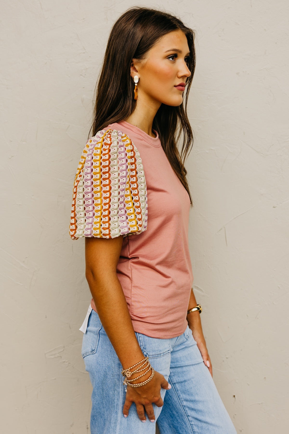 The Kyrie Open Knit Puff Sleeve Top
