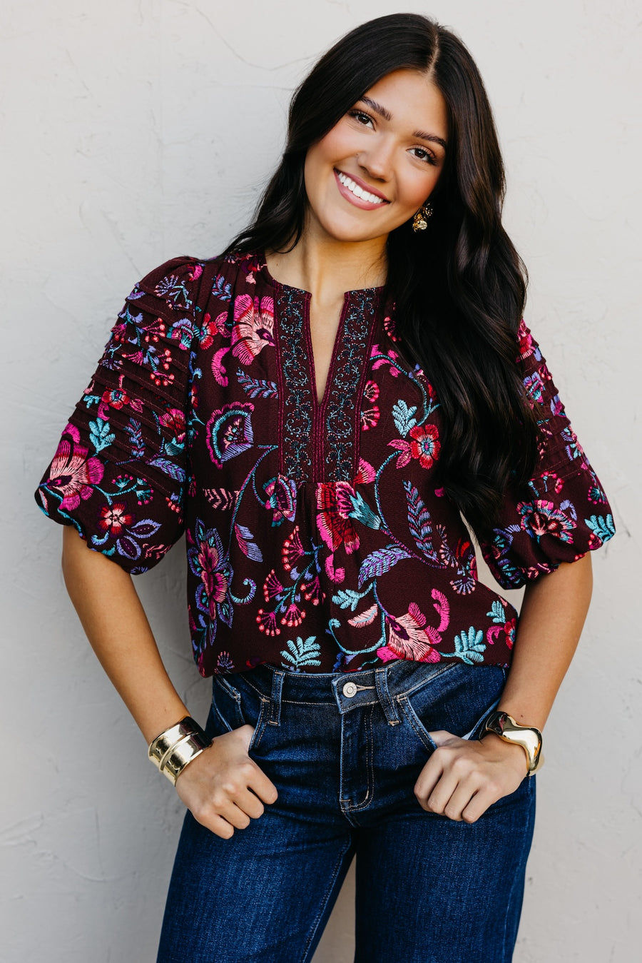 The Tory Paisley Pleated Top