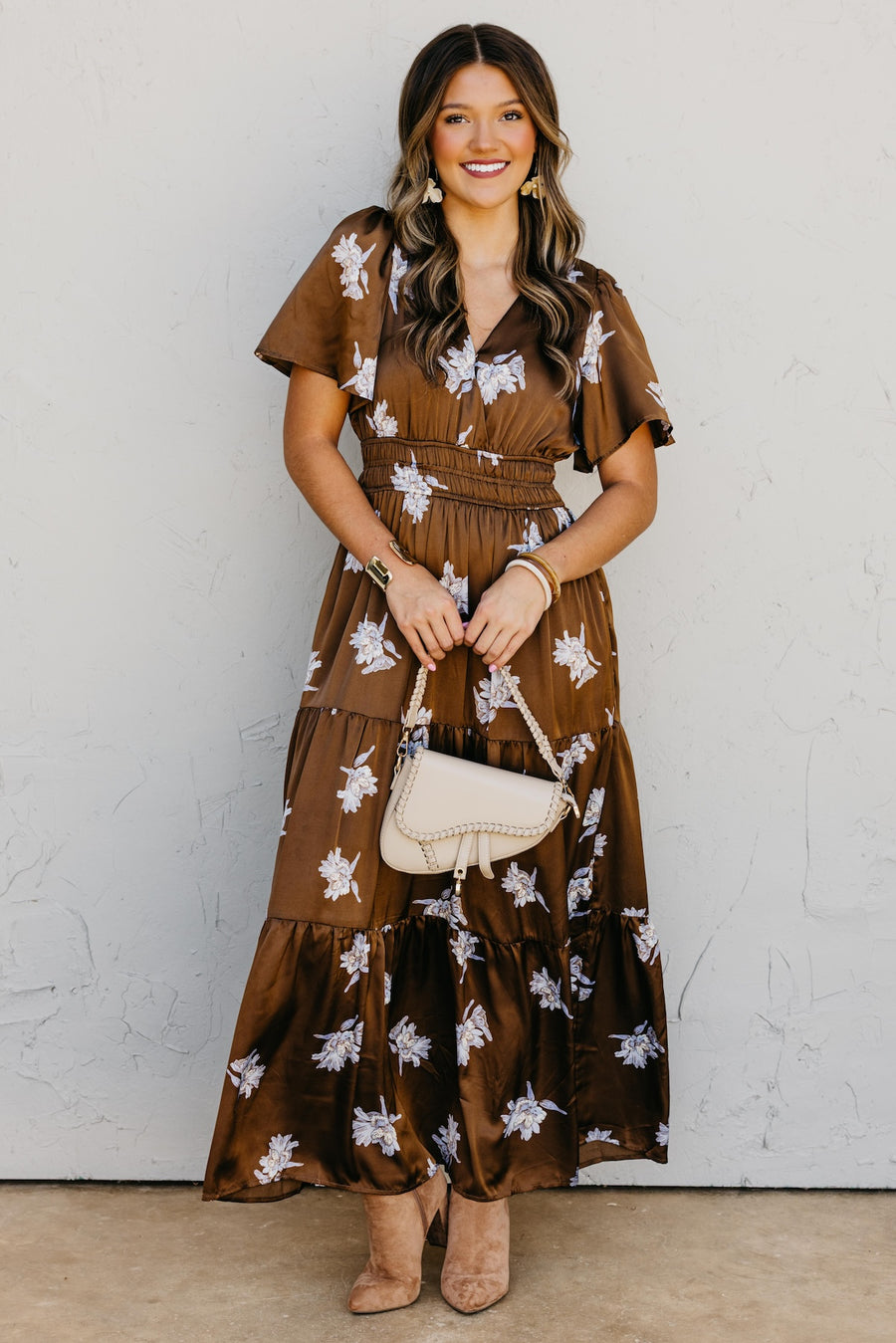 The Clementine Surplice Floral Maxi Dress