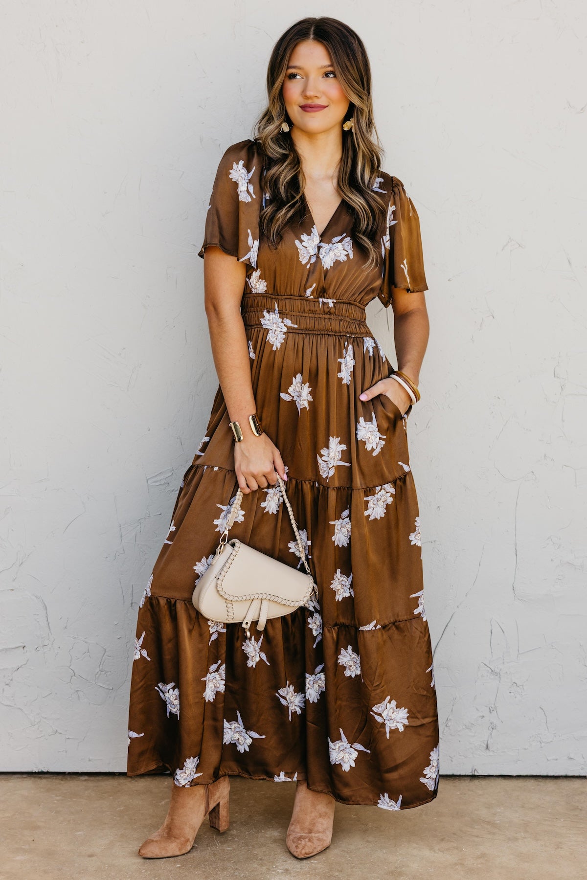The Clementine Surplice Floral Maxi Dress