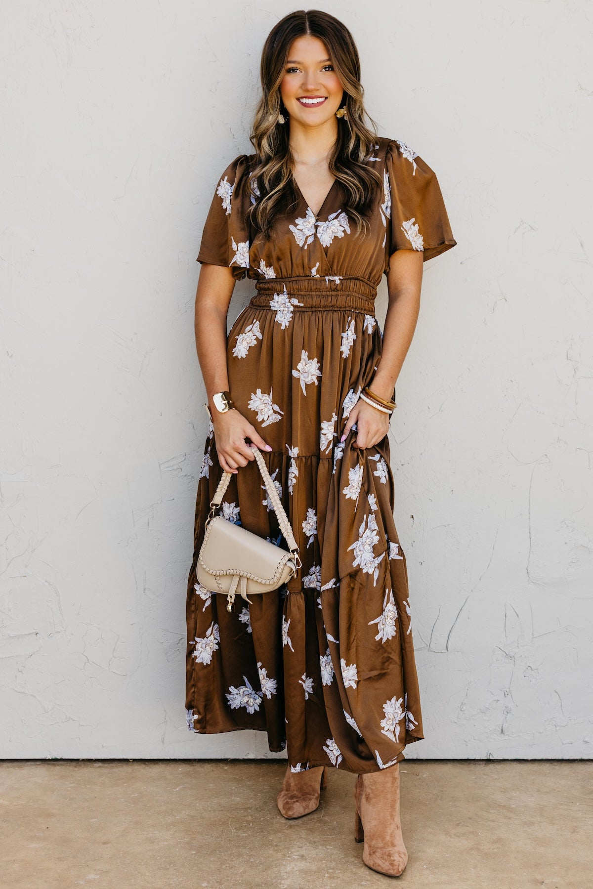 The Clementine Surplice Floral Maxi Dress
