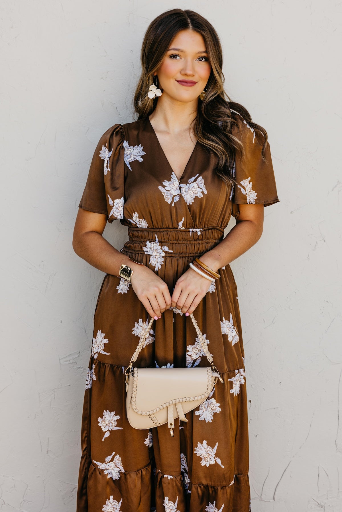 The Clementine Surplice Floral Maxi Dress