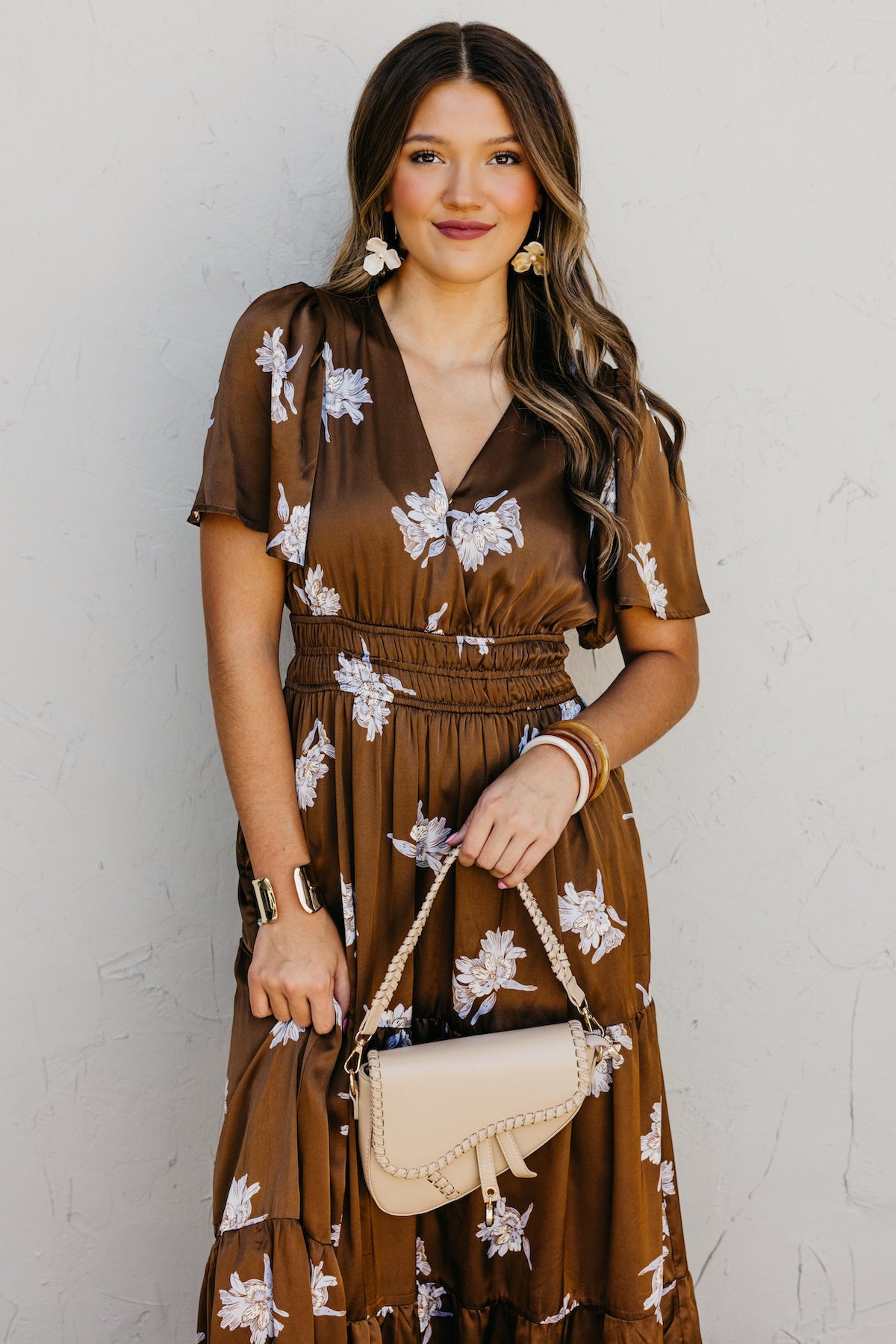 The Clementine Surplice Floral Maxi Dress