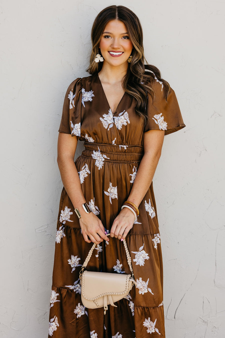 The Clementine Surplice Floral Maxi Dress