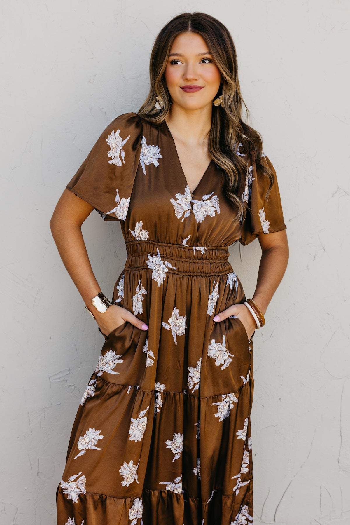 The Clementine Surplice Floral Maxi Dress