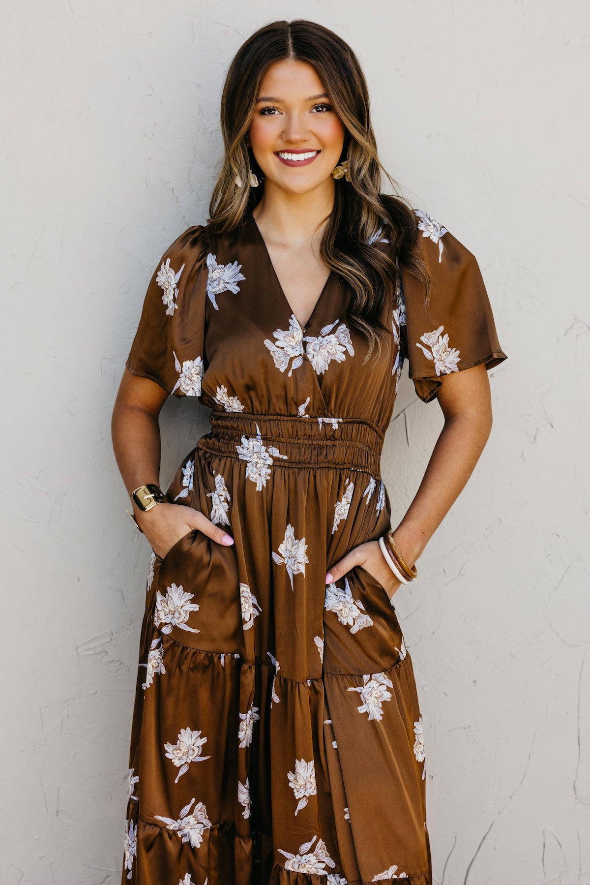 The Clementine Surplice Floral Maxi Dress
